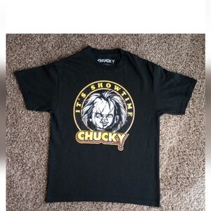 Child's Play Chucky Its Showtime T Shirt Medium Mens Black 90s Tee